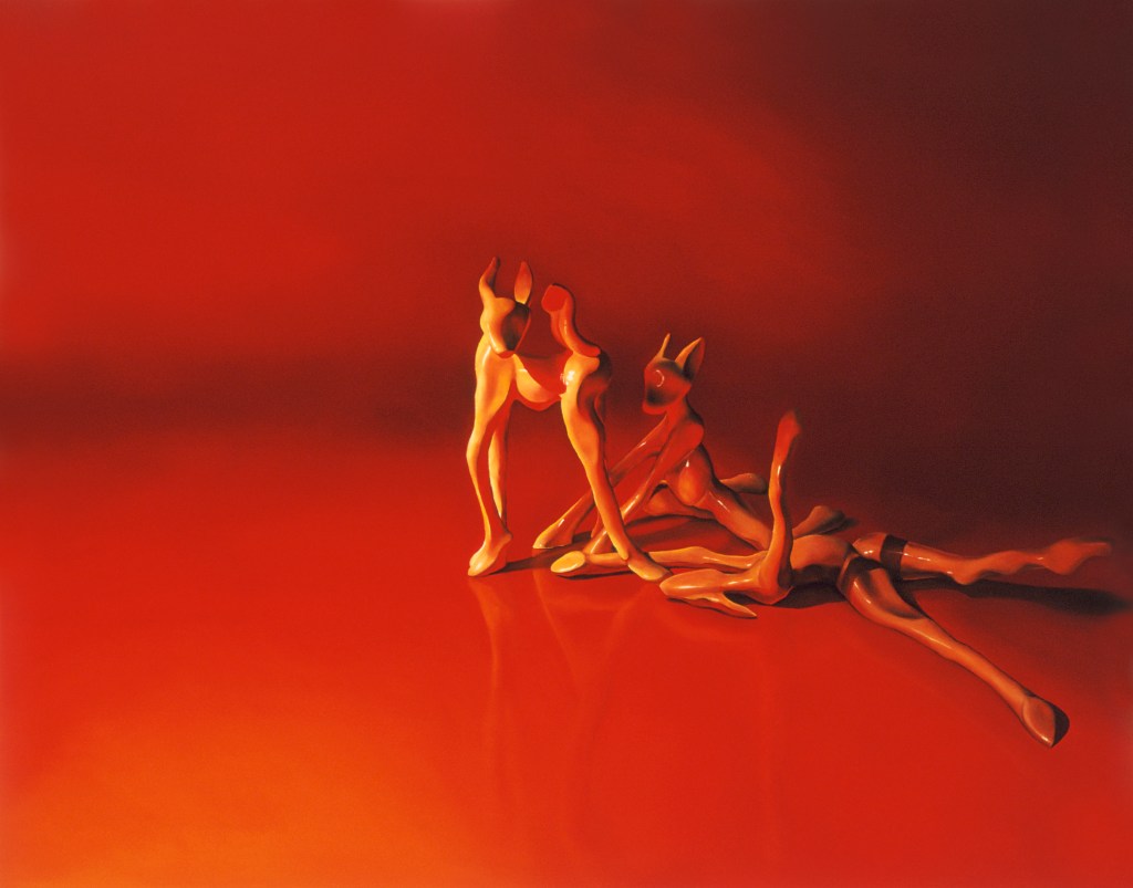 image of painting Untitled (Three Figures on Large Ground) by artist Suzanne Walters oil on canvas
