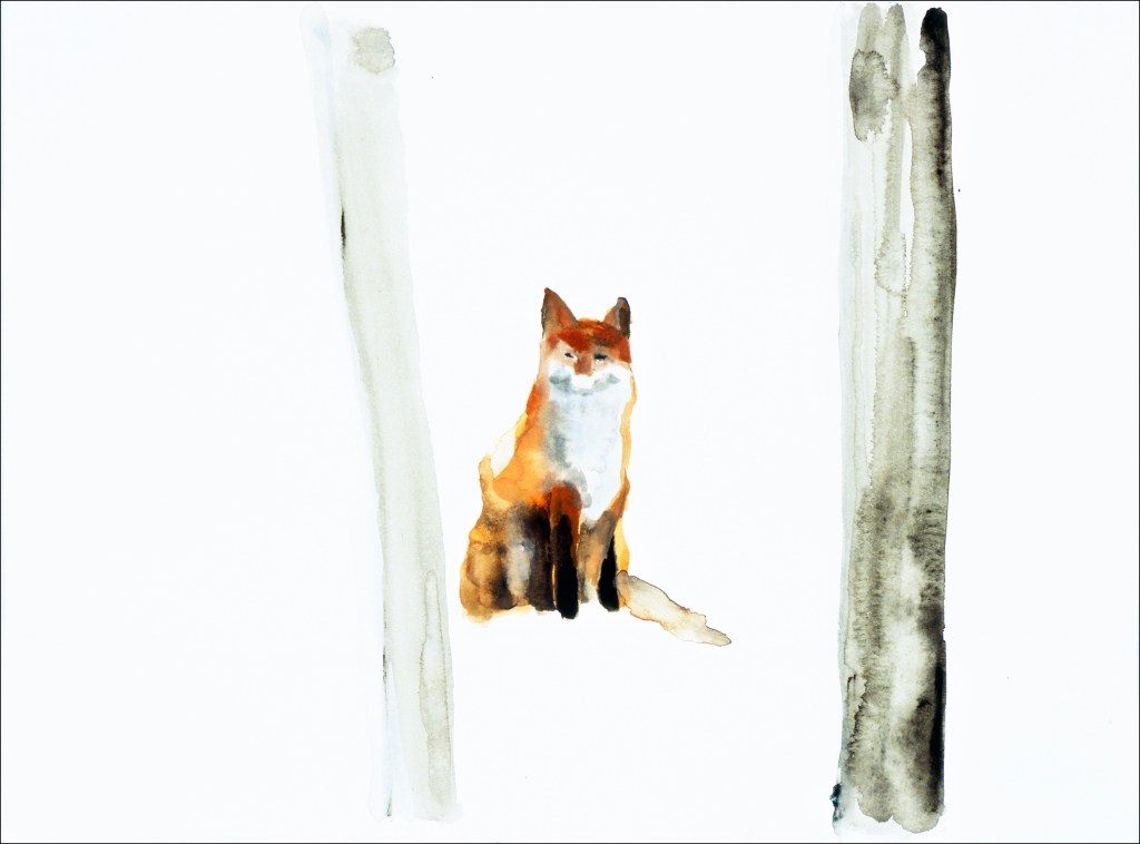 Watercolor painting Fox by artist Suzanne Walters. Artwork is watercolor on paper.