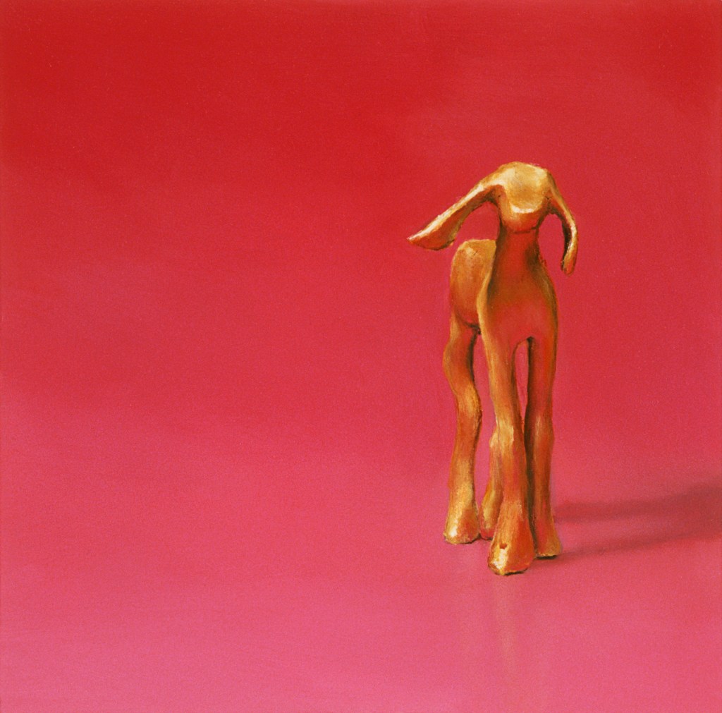 painting by suzanne walters with single figure on pink ground
