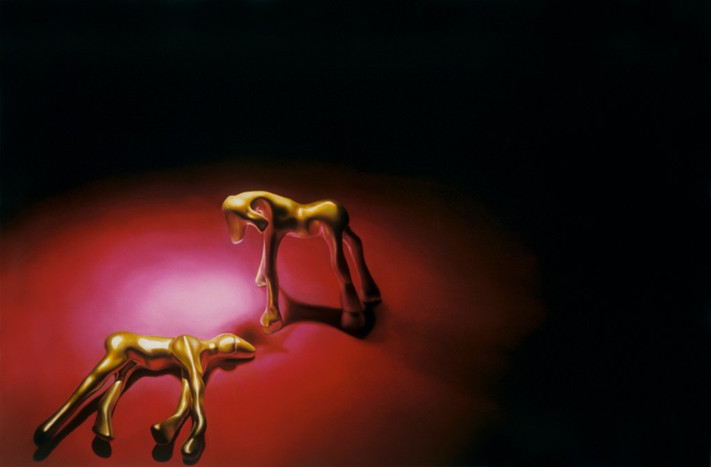 Painting Three Figures on Large Dark Ground by artist Suzanne Walters