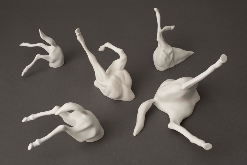 Five Horses (White) sculpture by Suzanne Walters